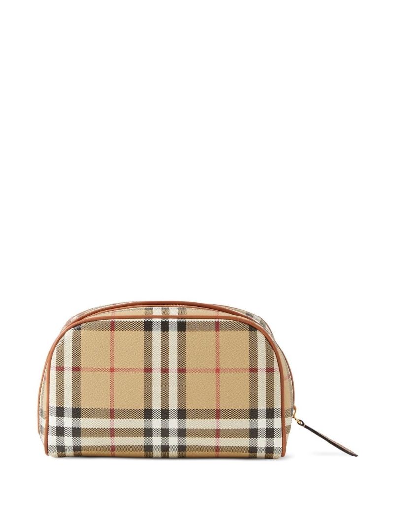 Neutral Small Check Travel Pouch