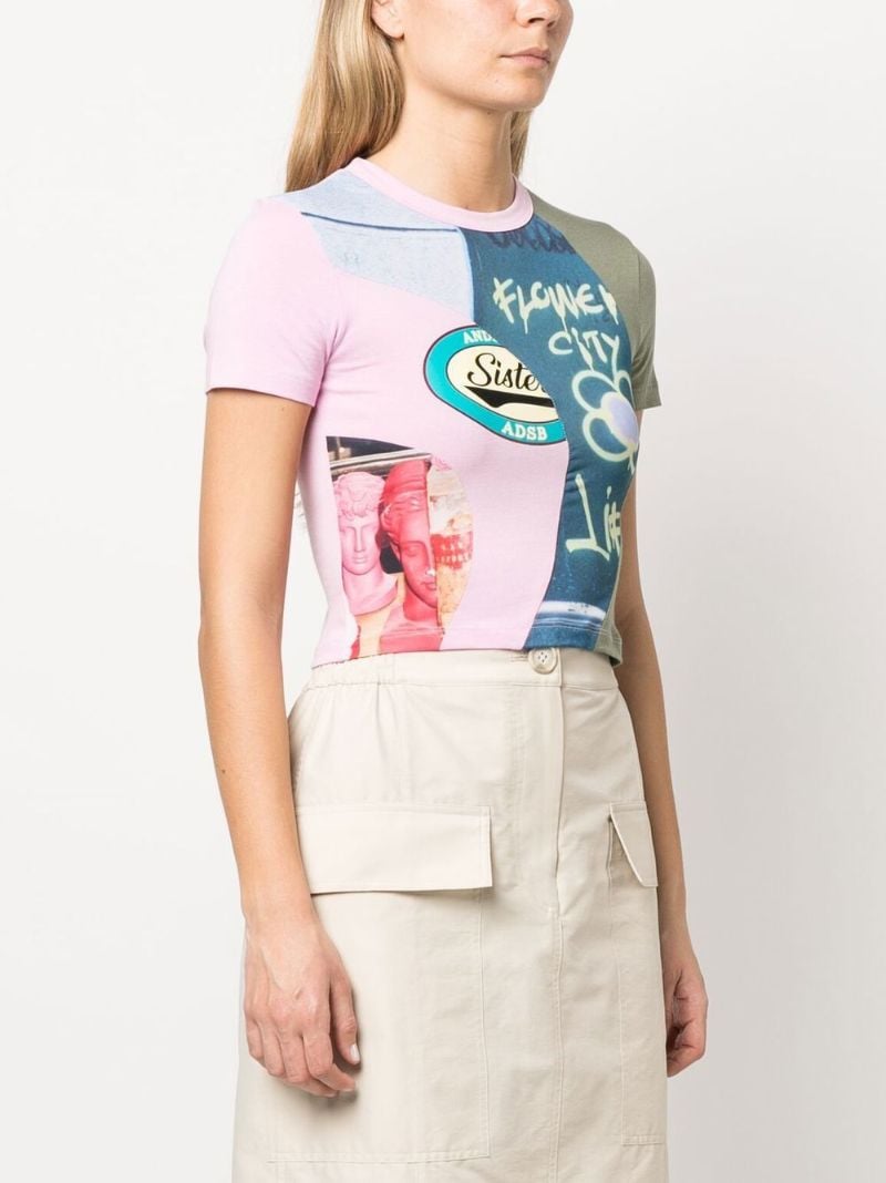 Blue Cotton Graphic Print T-shirt