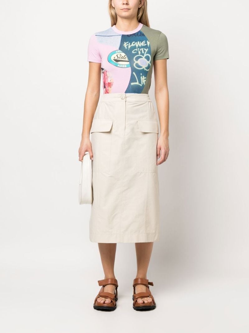 Blue Cotton Graphic Print T-shirt