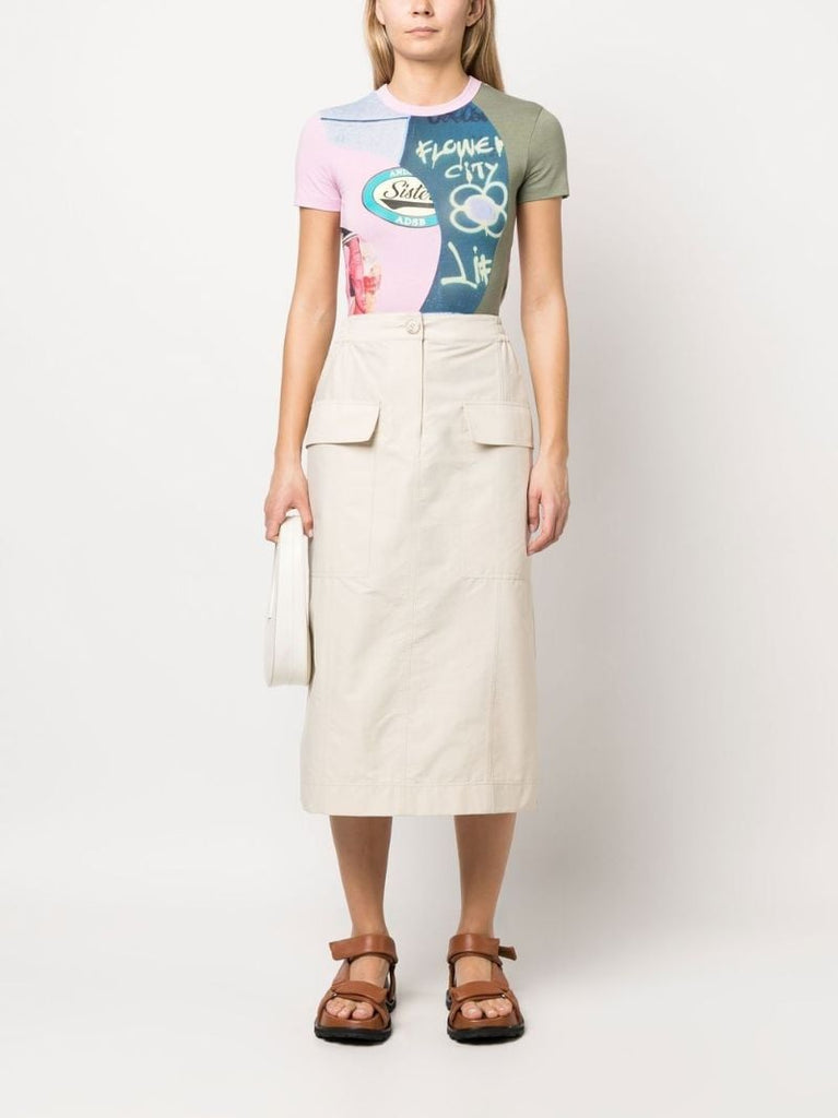 Blue Cotton Graphic Print T-shirt