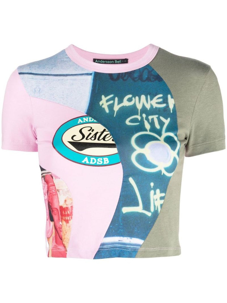 Blue Cotton Graphic Print T-shirt