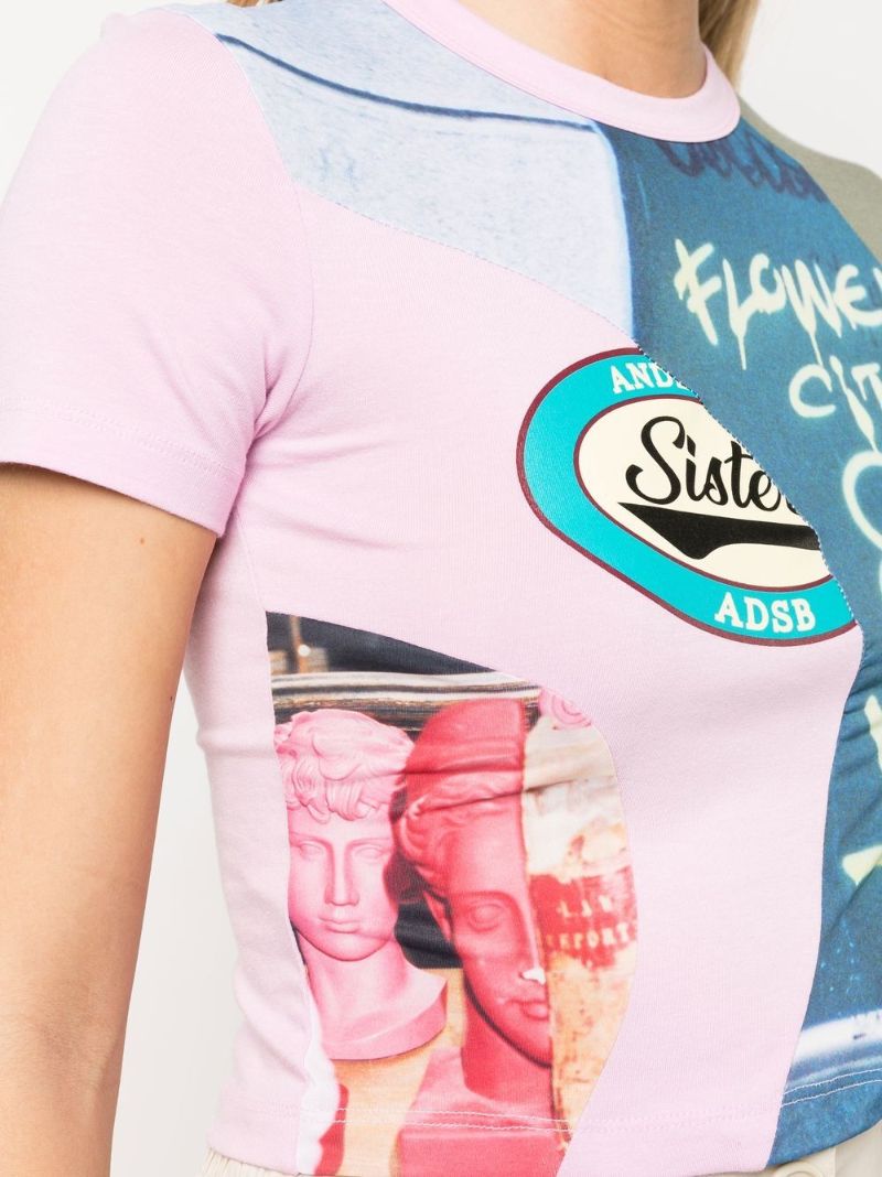 Blue Cotton Graphic Print T-shirt