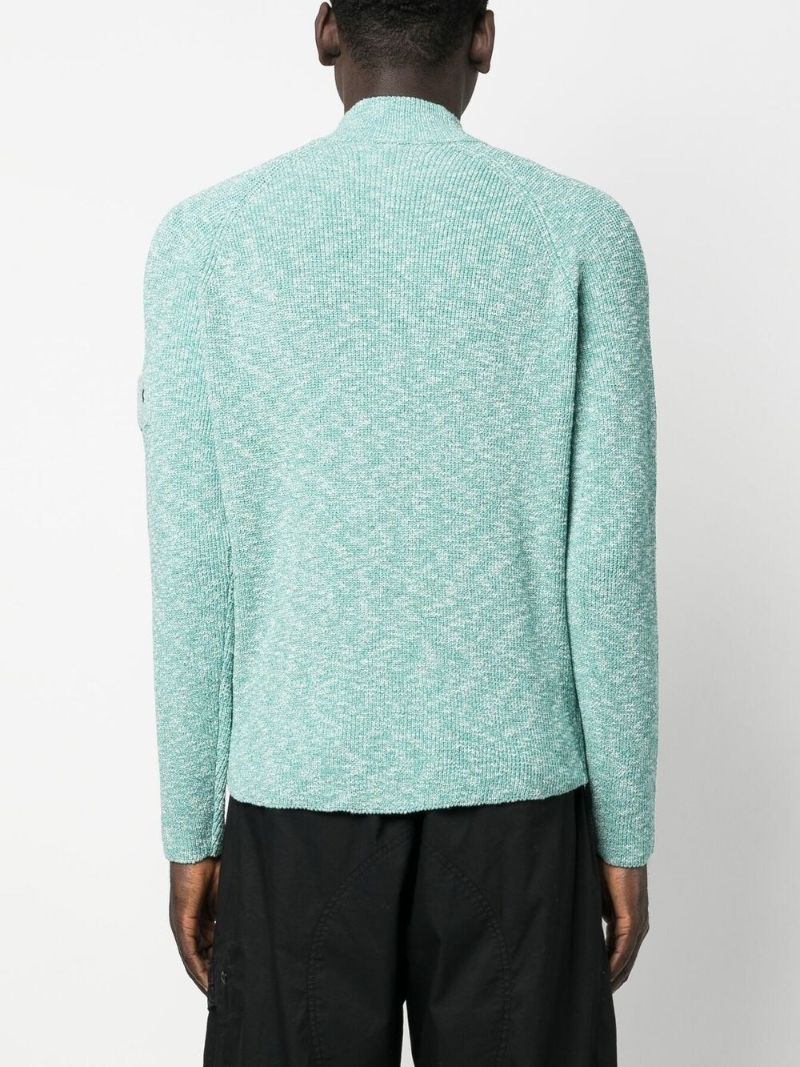 Blue Logo-patch Zip-up Cardigan