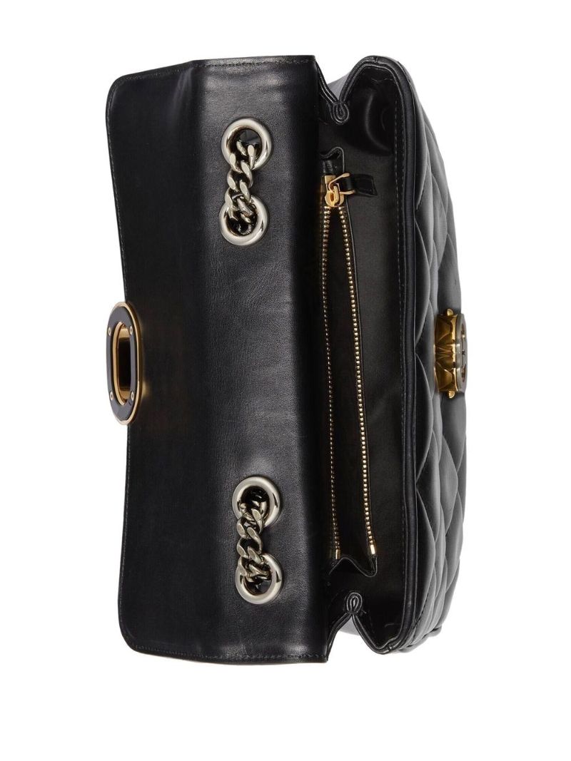 Black Deco Quilted Leather Shoulder Bag