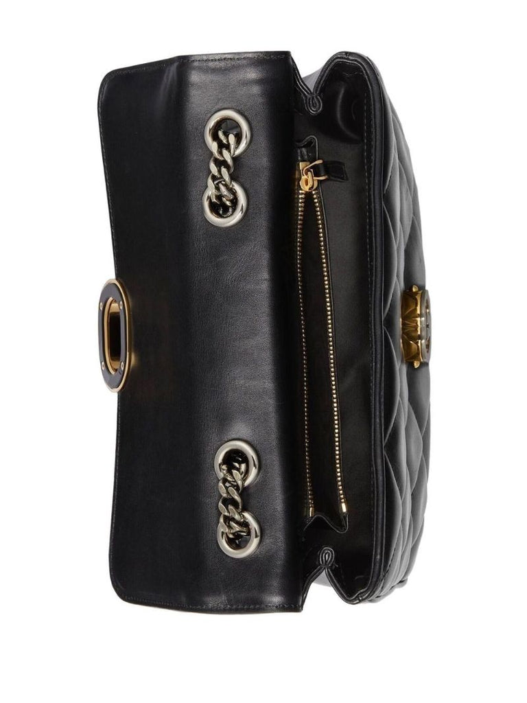 Black Deco Quilted Leather Shoulder Bag