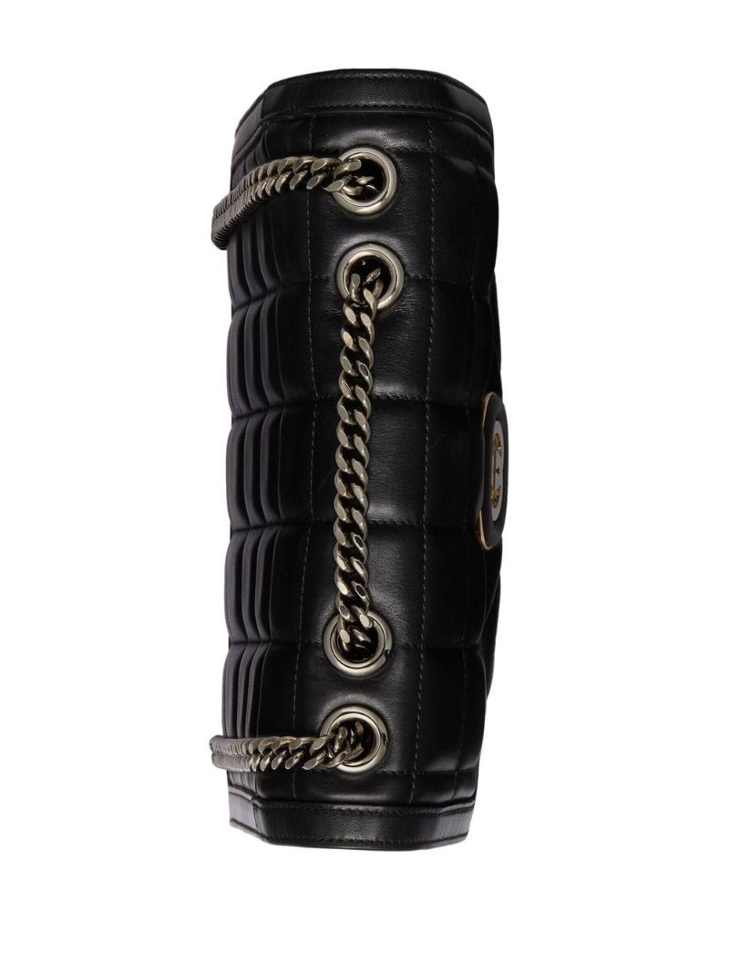 Black Deco Quilted Leather Shoulder Bag