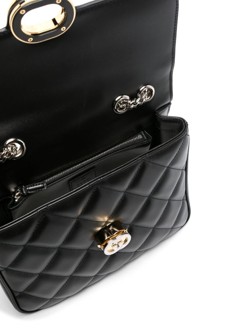Black Deco Quilted Leather Shoulder Bag
