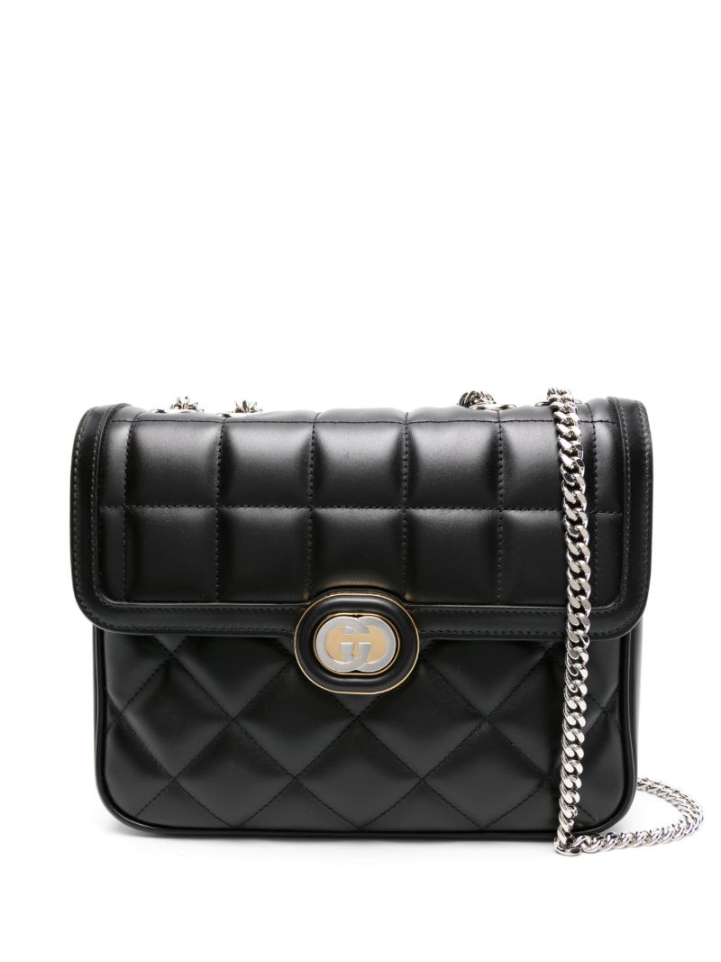 Black Deco Quilted Leather Shoulder Bag