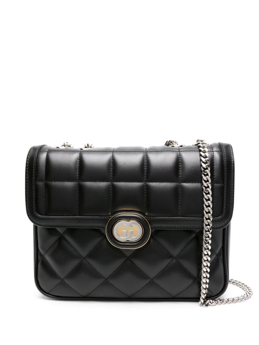Black Deco Quilted Leather Shoulder Bag