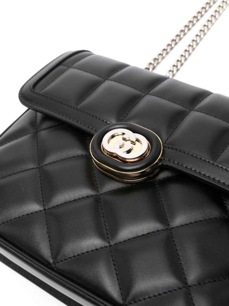 Black Deco Quilted Leather Shoulder Bag