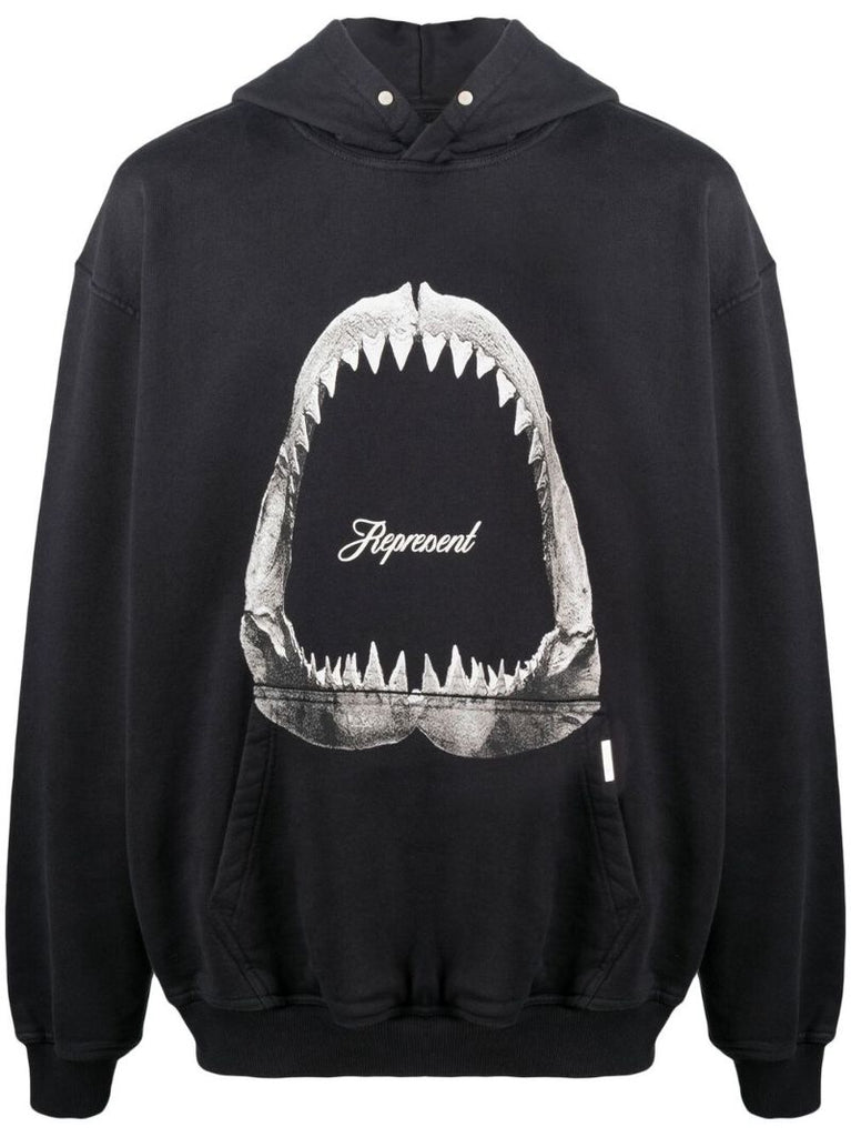 Black Shark Jaws Cotton Hoodie