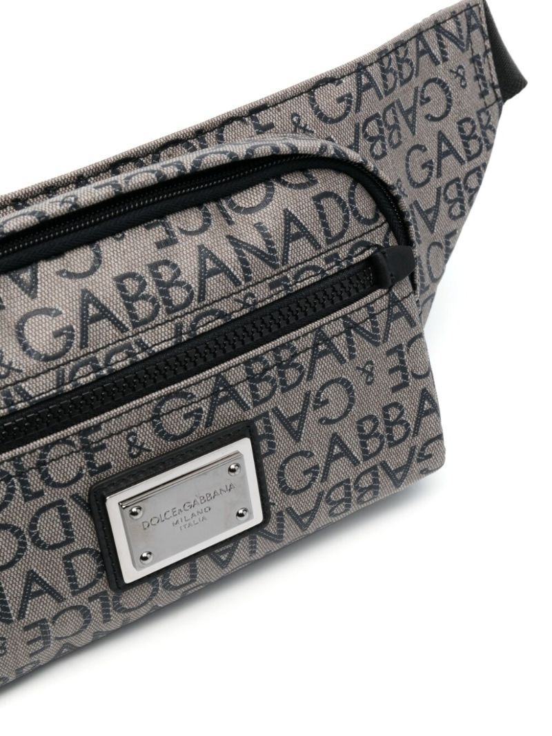 Grey Logo Print Cross Body Bag