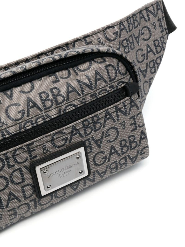 Grey Logo Print Cross Body Bag