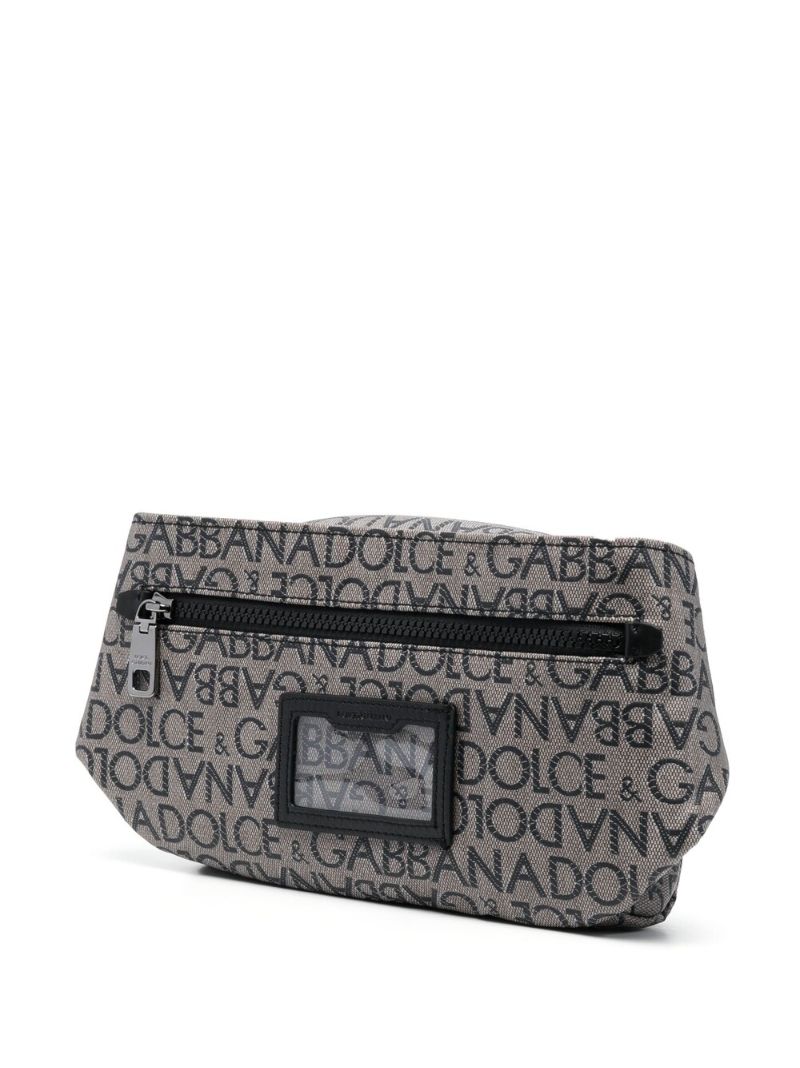 Grey Logo Print Cross Body Bag