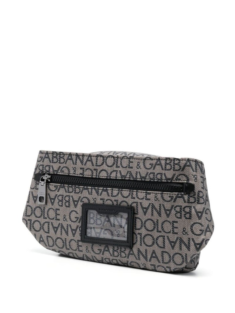 Grey Logo Print Cross Body Bag