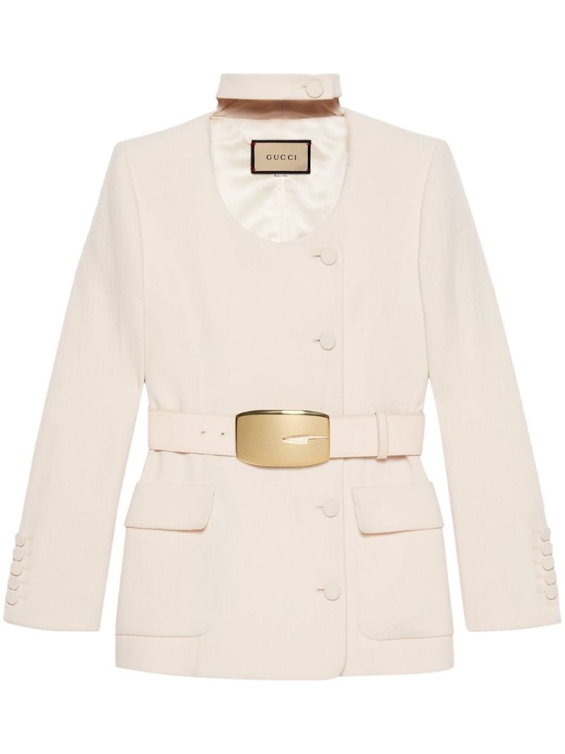 White Wool CrÃ_x0083_Âªpe Jacket