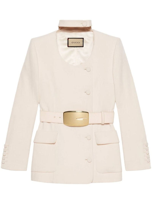White Wool CrÃ_x0083_Âªpe Jacket