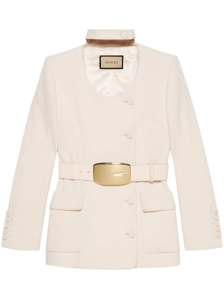 White Wool CrÃ_x0083_Âªpe Jacket