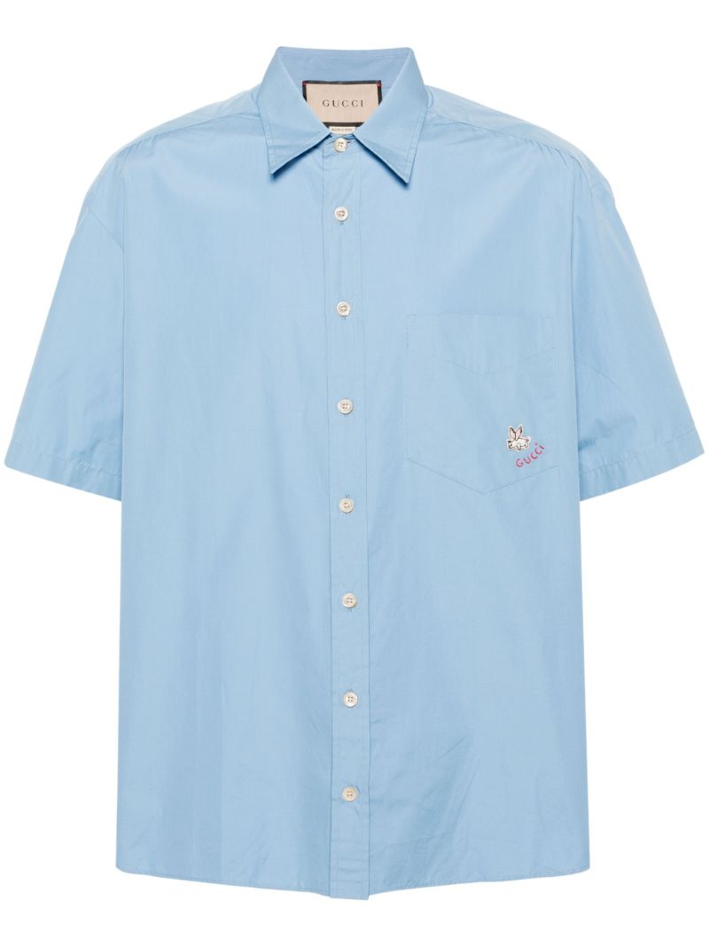 Blue Logo Embroidered Short Sleeve Shirt