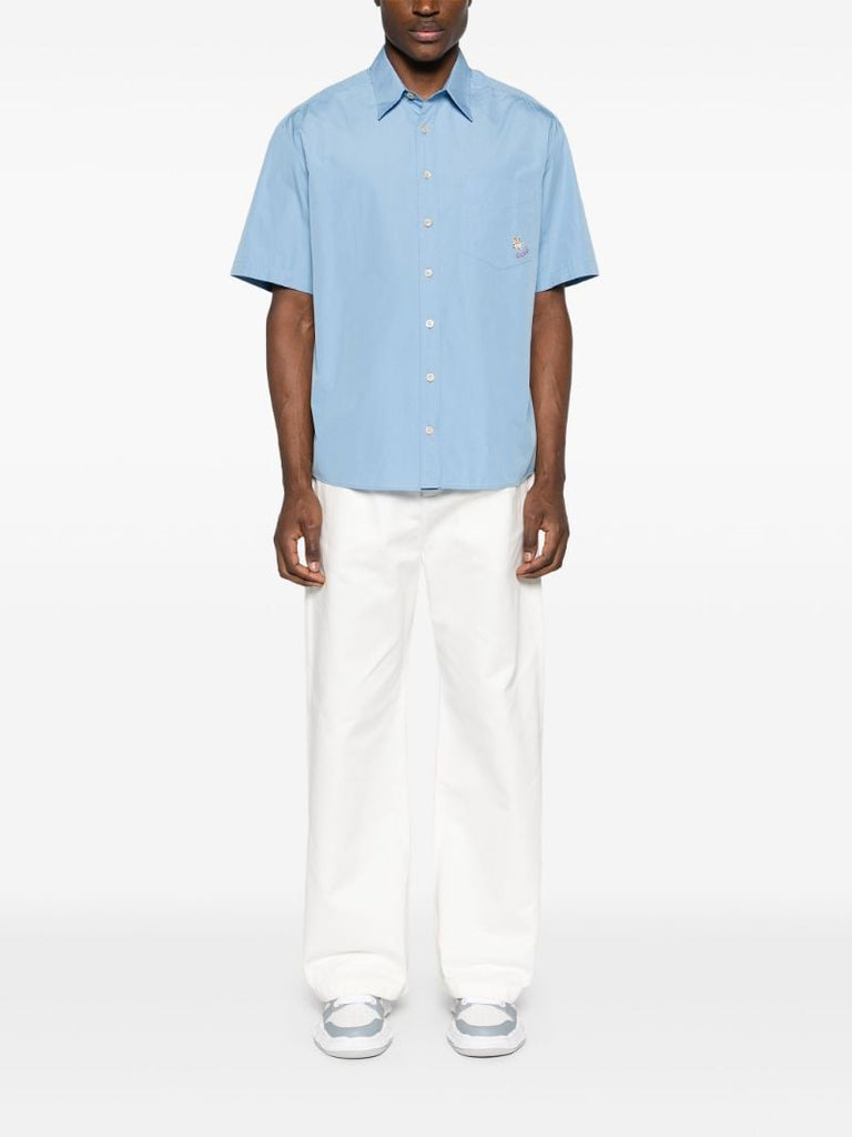 Blue Logo Embroidered Short Sleeve Shirt