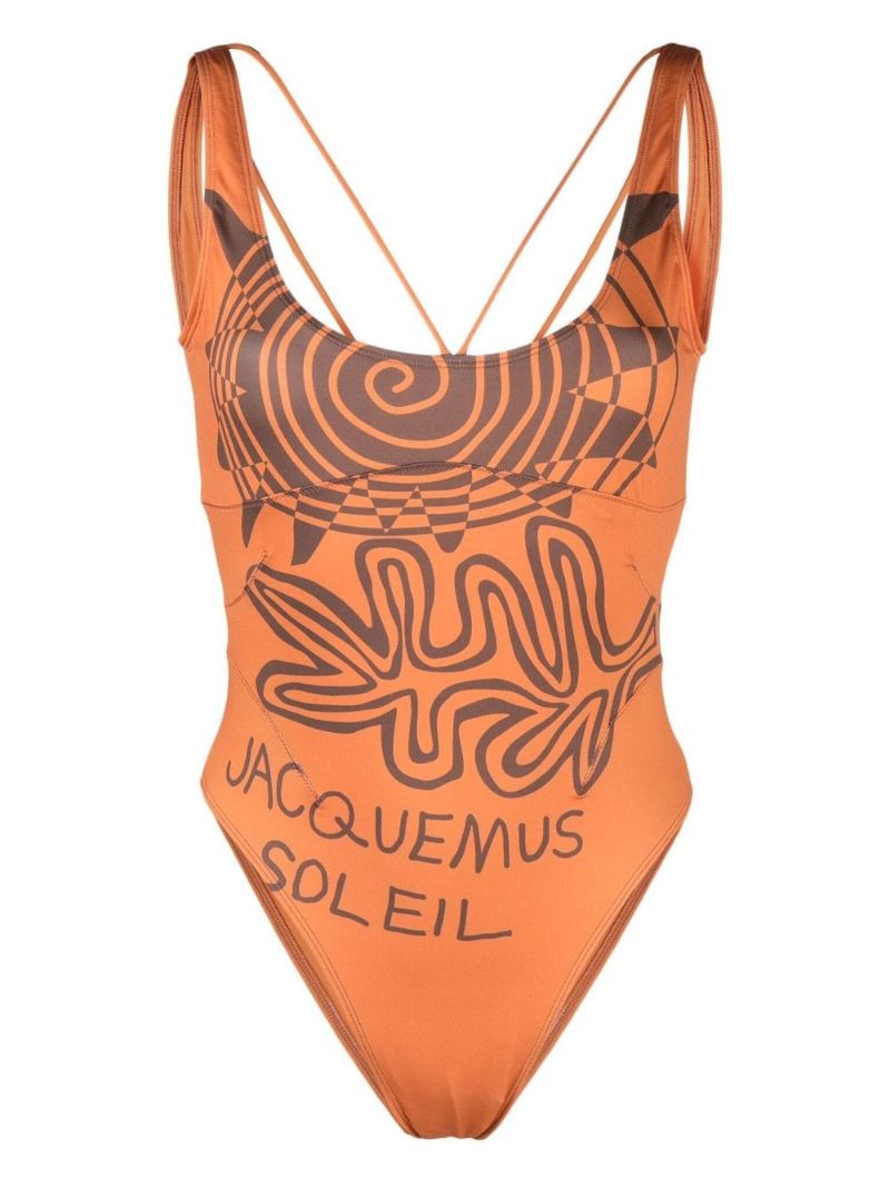 Orange Le Maillot Signature Printed Swimsuit