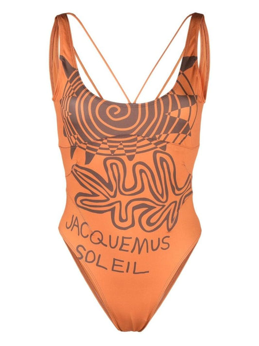 Orange Le Maillot Signature Printed Swimsuit