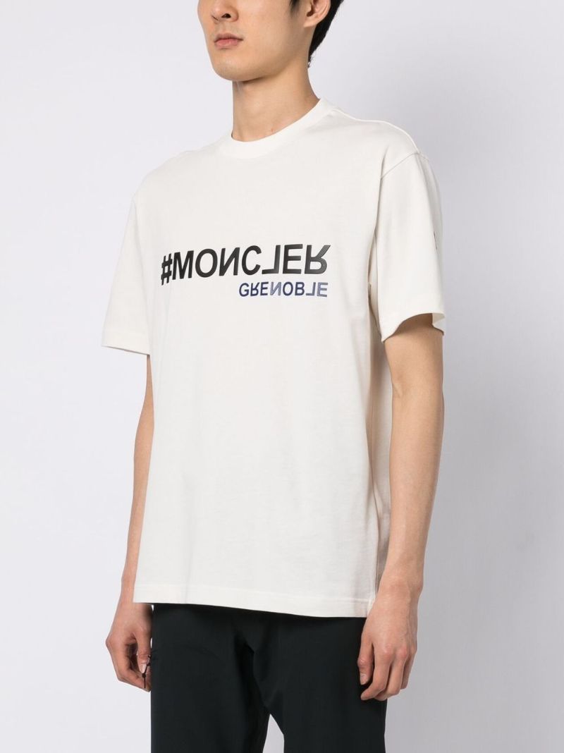 White Logo Print Cotton T-shirt