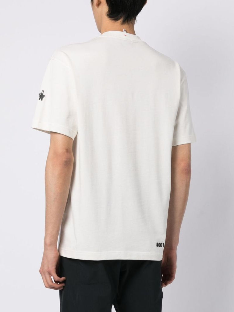 White Logo Print Cotton T-shirt