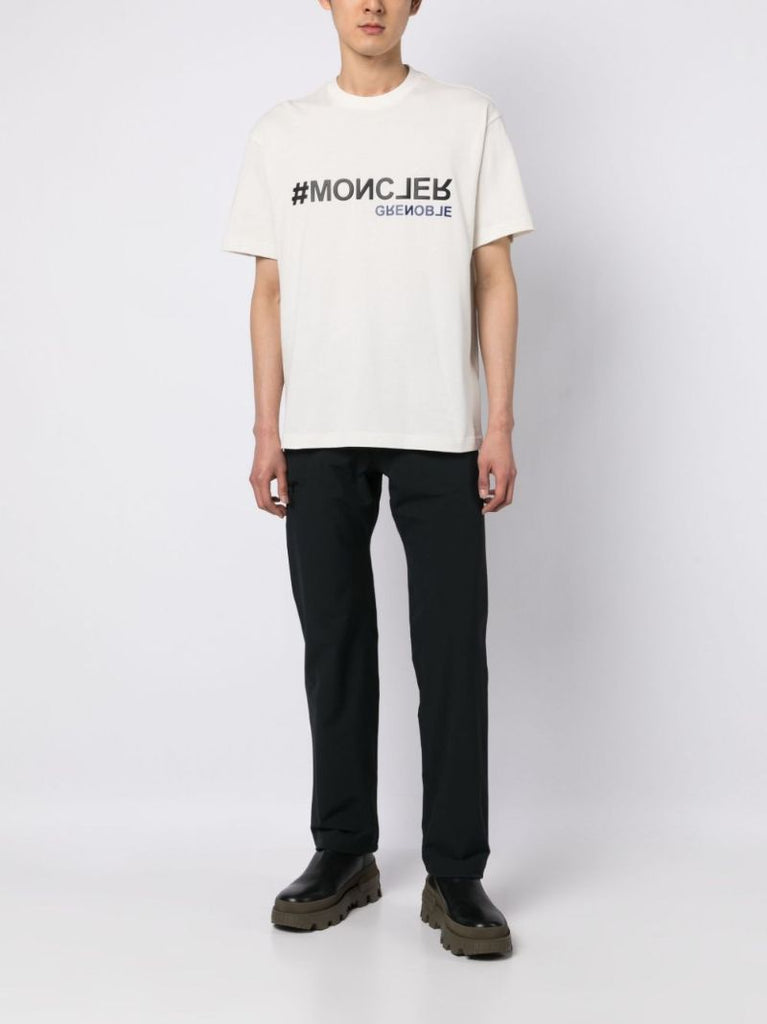 White Logo Print Cotton T-shirt