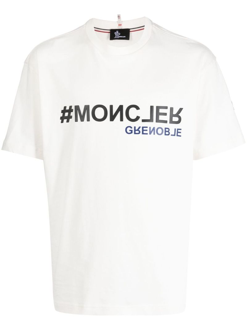White Logo Print Cotton T-shirt