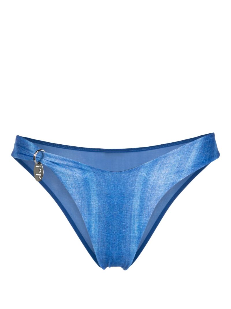 Blue Denim Print High-cut Bikini Bottoms