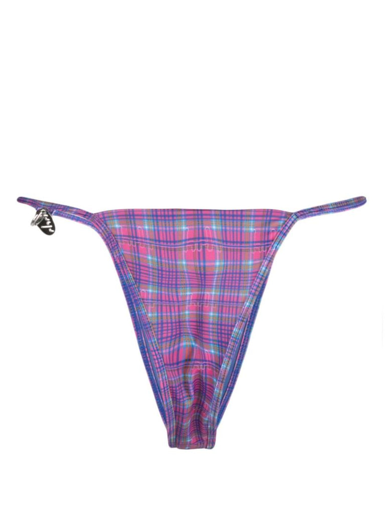 Pink Cheeky Plaid Triangle Bikini Bottoms