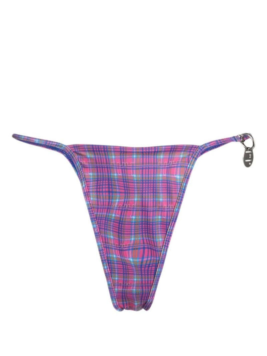 Pink Cheeky Plaid Triangle Bikini Bottoms