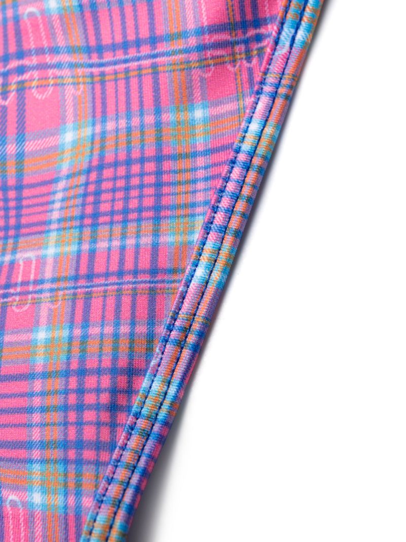 Pink Cheeky Plaid Triangle Bikini Bottoms