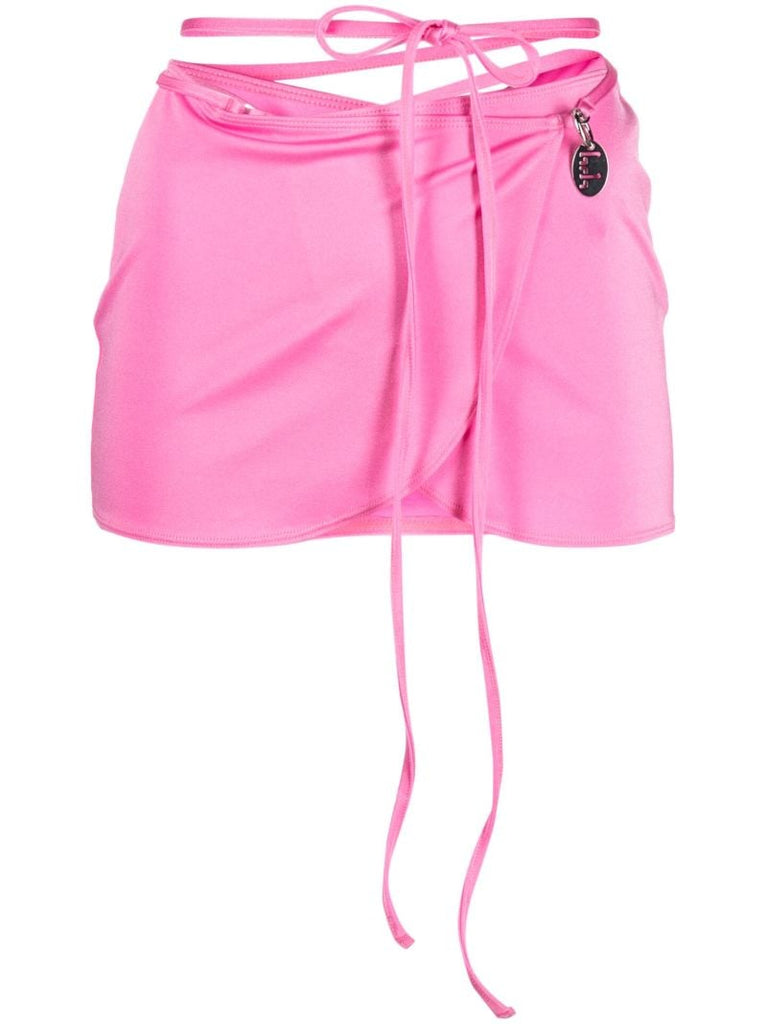 Pink Carvico Wrap Mini Skirt