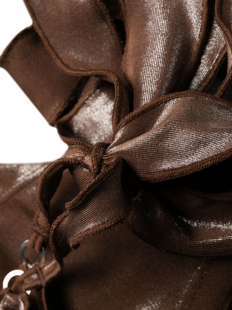 Brown Metallic Side-tie Bikini Bottoms