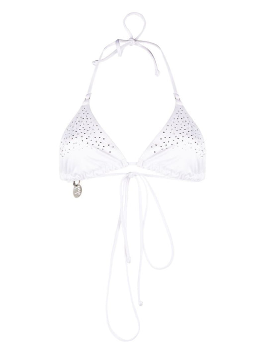 White Crystal Triangle Bikini Top