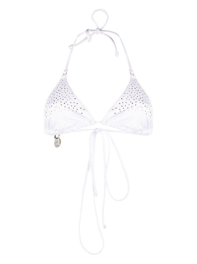 White Crystal Triangle Bikini Top