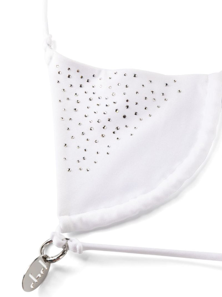 White Crystal Triangle Bikini Top