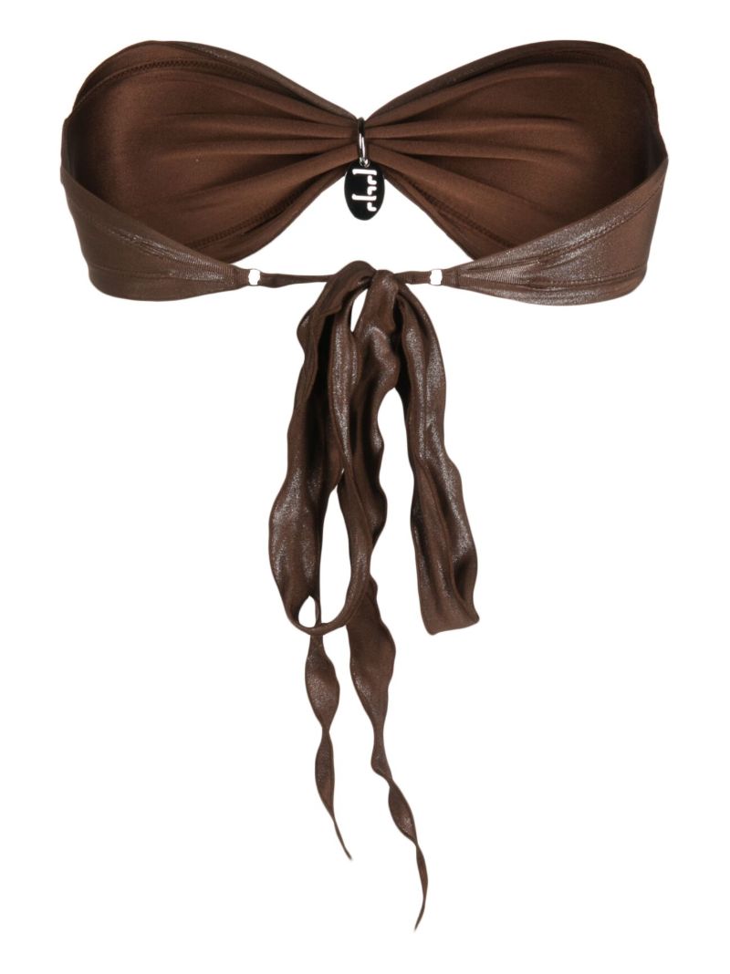 Brown Metallic Bandeau Bikini Top