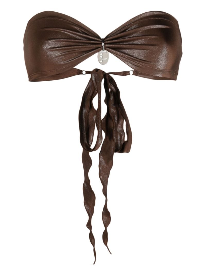 Brown Metallic Bandeau Bikini Top