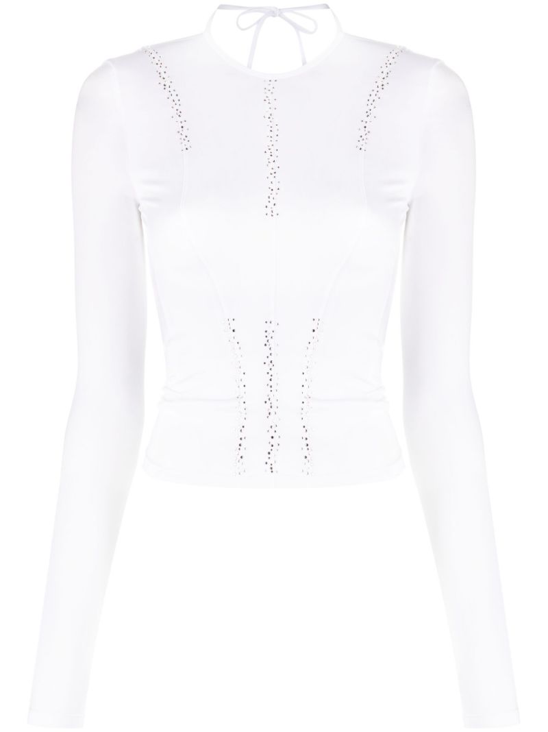White Crystal Cut-out Rash Guard Top