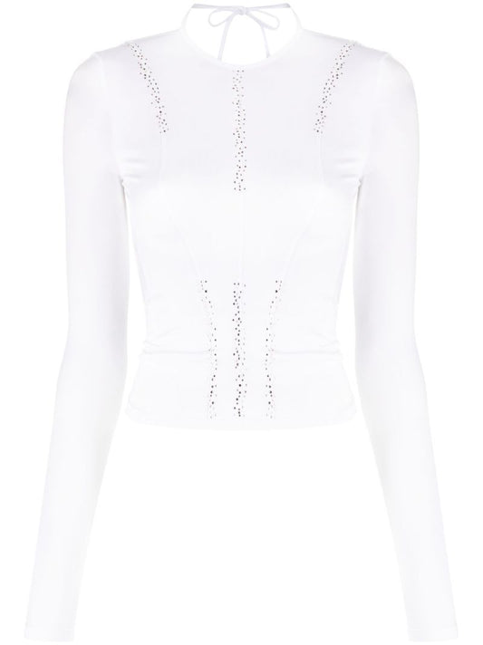 White Crystal Cut-out Rash Guard Top