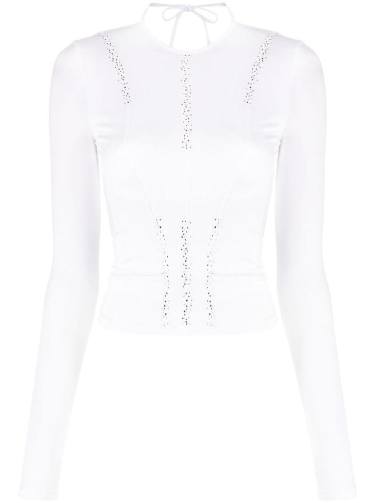 White Crystal Cut-out Rash Guard Top