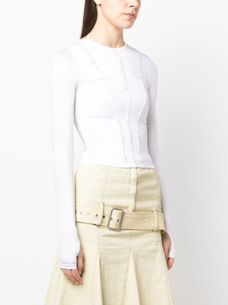 White Crystal Cut-out Rash Guard Top