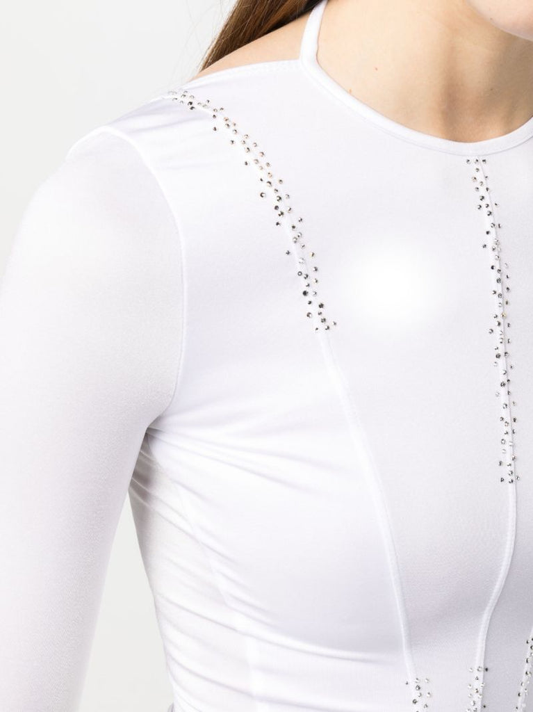 White Crystal Cut-out Rash Guard Top