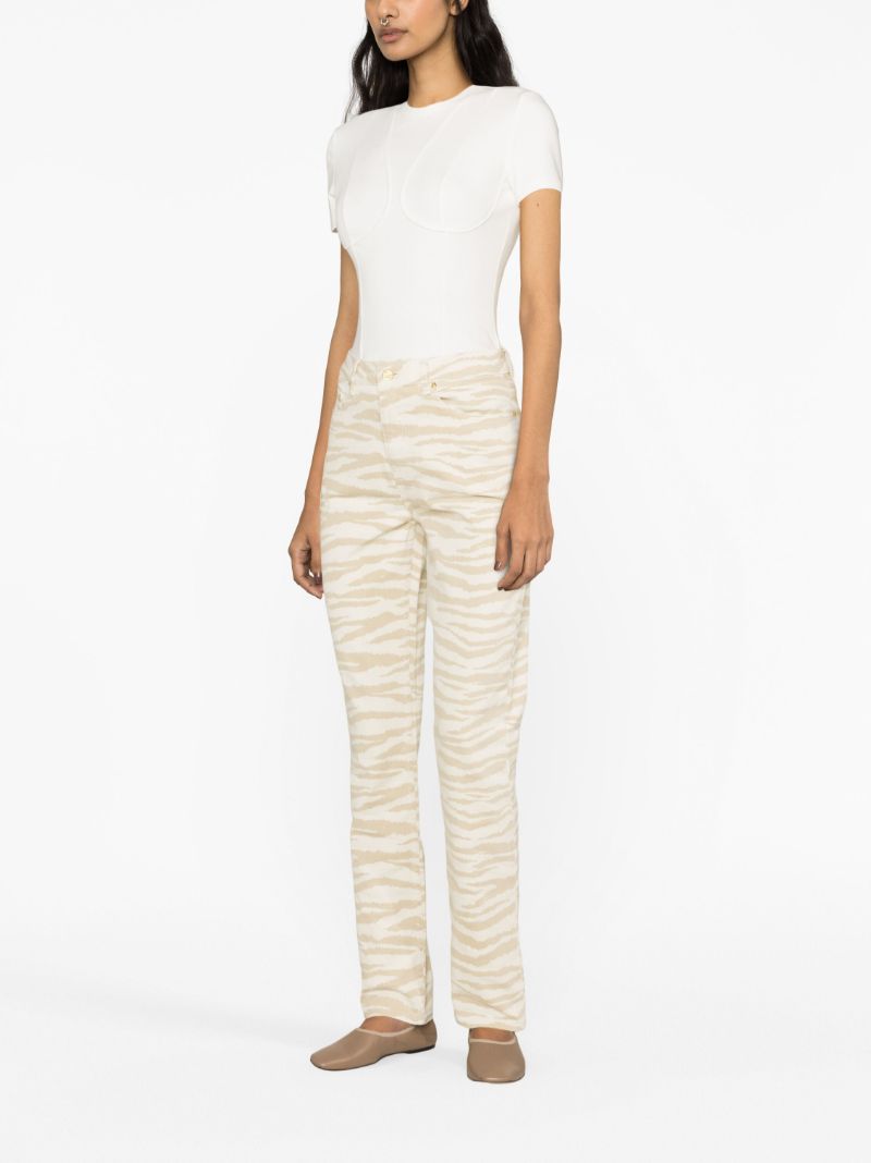 Khaki Graphic Print Denim Jeans