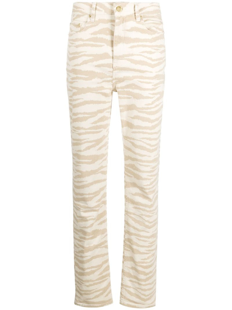 Khaki Graphic Print Denim Jeans