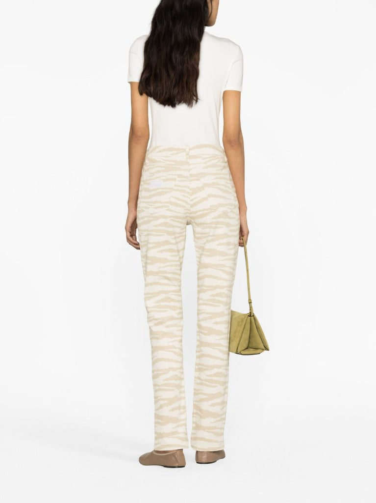 Khaki Graphic Print Denim Jeans