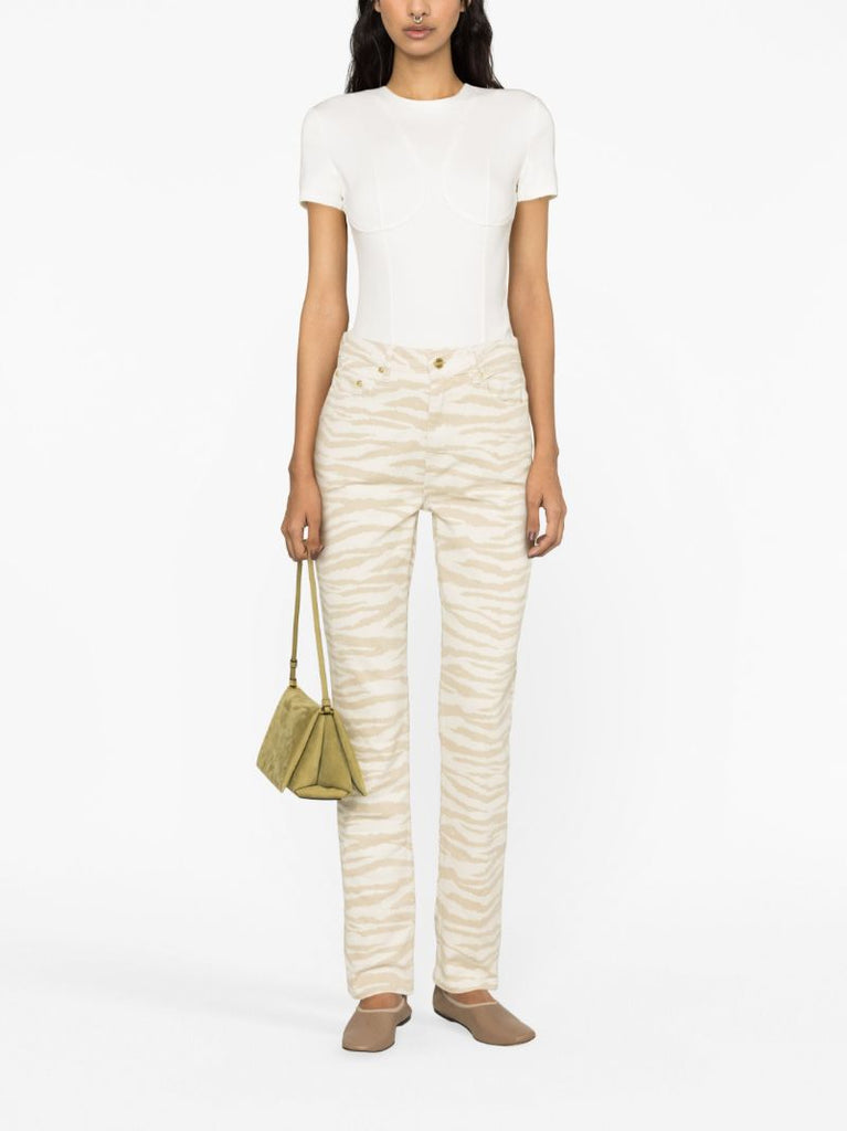 Khaki Graphic Print Denim Jeans